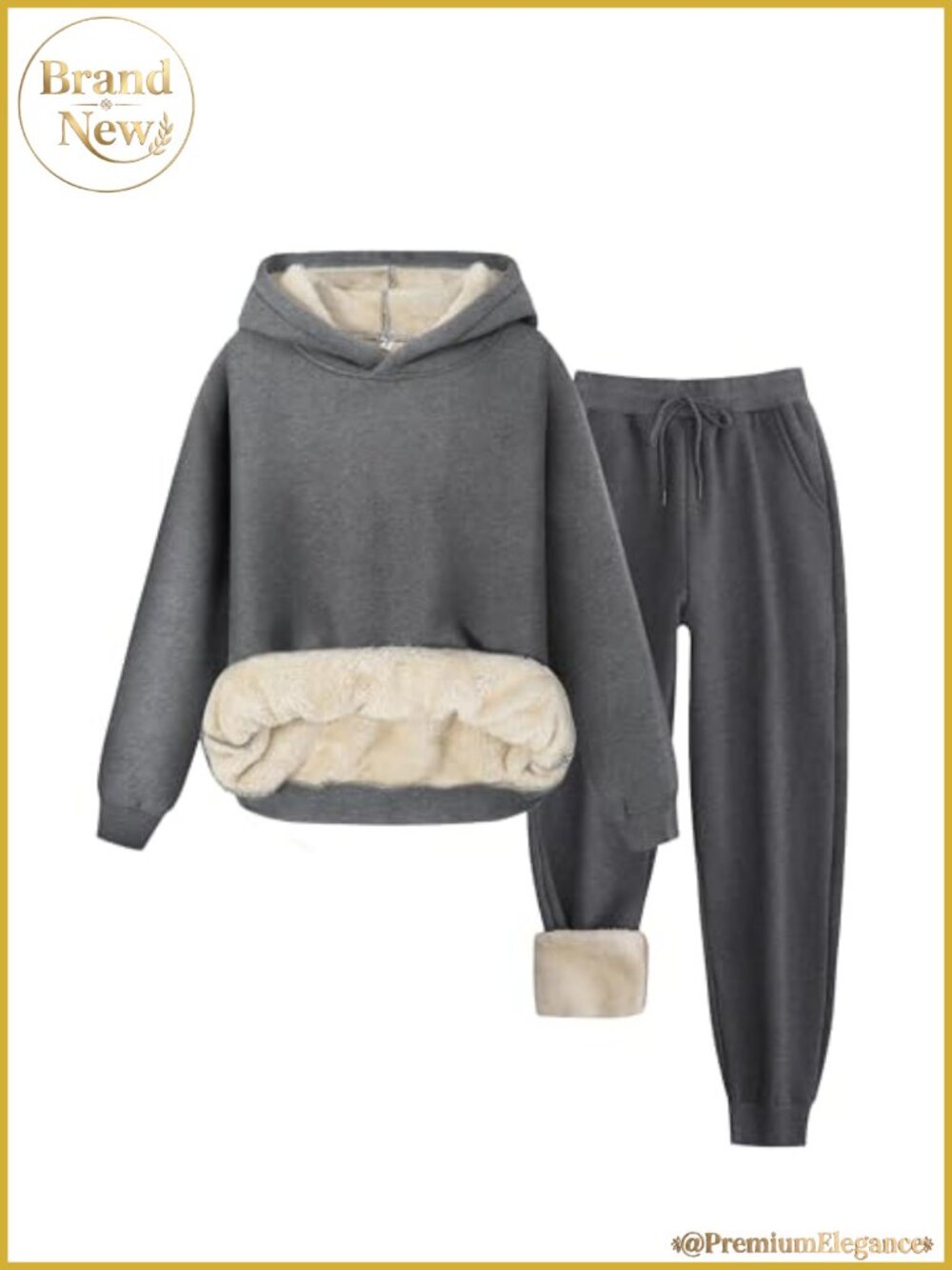 Fleece Lined Lounge Set 2 Piece Sweatsuit Pullover Sweatpants Women